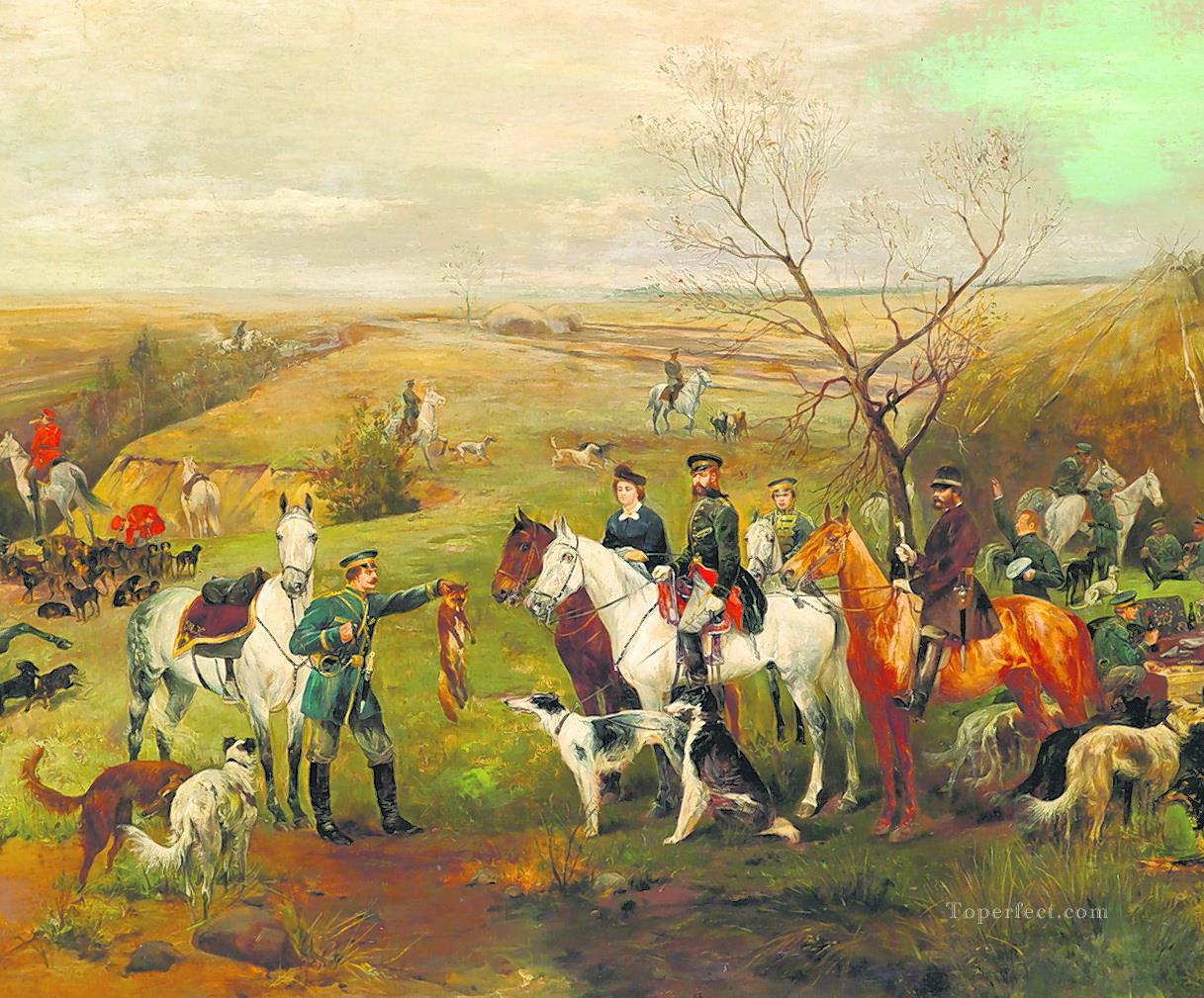 soldiers hunting fox Oil Paintings